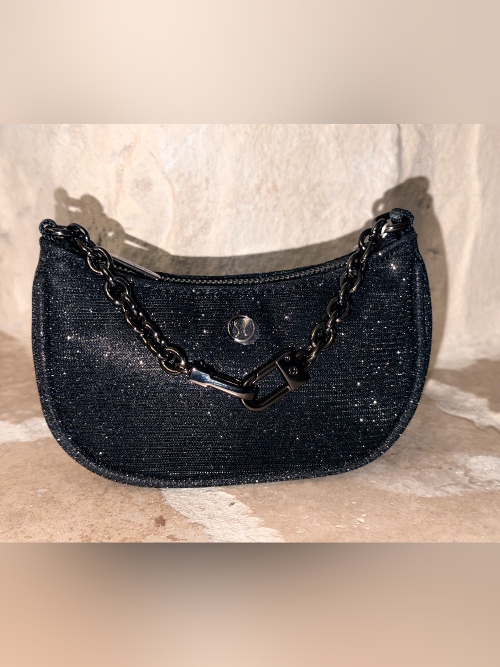 lululemon athletica City Essential Nano Shoulder Bag Glitter Black (6in x 3.5in)